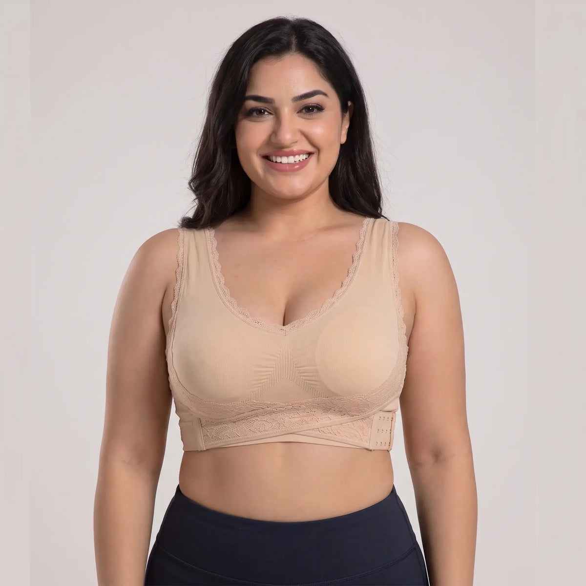 Soutien-gorge sans armature beige, vue de face
